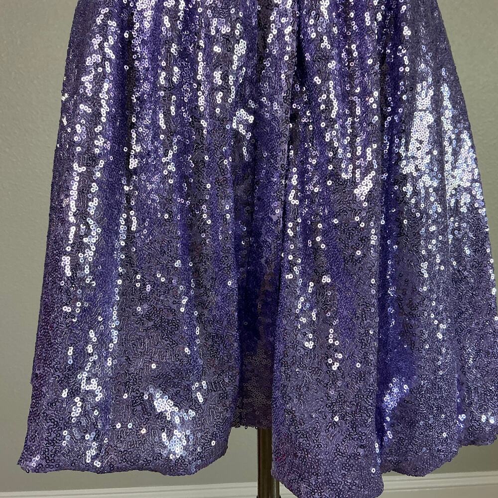 One33 Social Purple Cocktail Dress Sequined Belted Mini Fit and Flare Size 4 - Picture 9 of 13